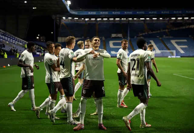 Jaze Kabia of Grimsby Town celebrates
