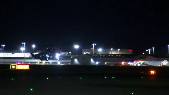 Chopper arrives in the dark at Stansted