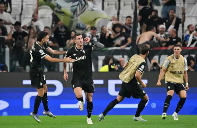 Juventus' Dusan Vlahovic scores their second goal
