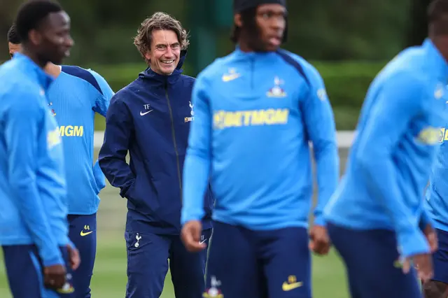 Thomas Frank leading Spurs training session