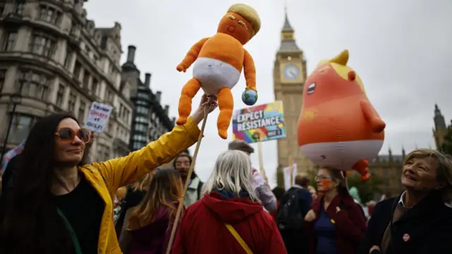 Protesters gather outside Westminster