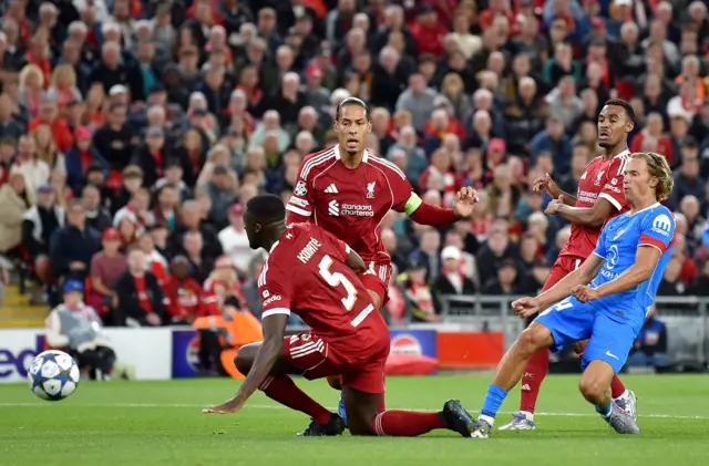 Atletico Madrid's Marcos Llorente scores their first goal
