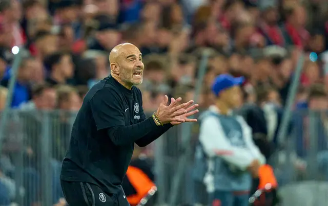 Head coach Enzo Maresca of Chelsea reacts during the UEFA Champions League 2025/26 League Phase MD1 match between FC Bayern München and Chelsea FC at Football Arena Munich on September 17, 2025 in Munich, Germany.
