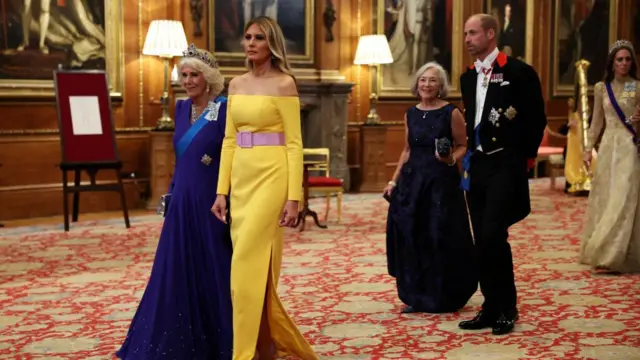 Camilla and Melania walk side by side