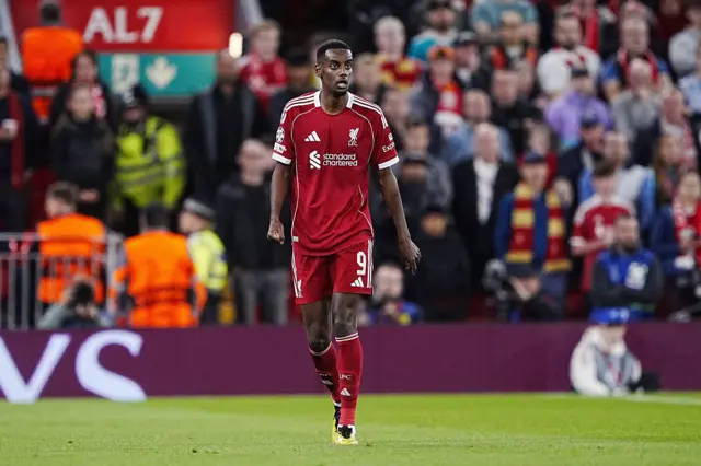 Liverpool's Alexander Isak during the UEFA Champions League match at Anfield, Liverpool.
