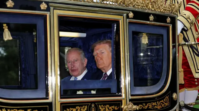 King Charles and President Trump inside the royal carriage.