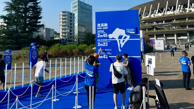 Activities for fans include attempting to clock a fast time and jump as high as the high jump record