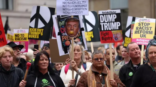 An anti-Donald Trump protest in central London