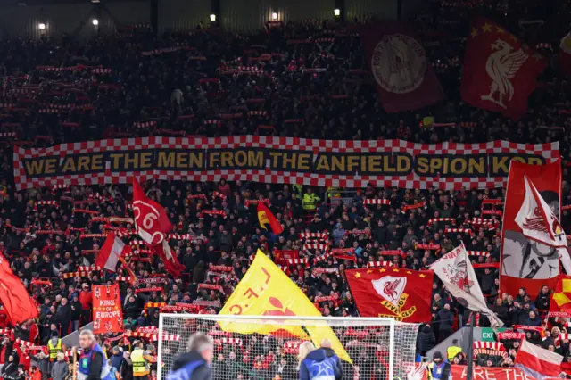 Liverpool fans on the Kop