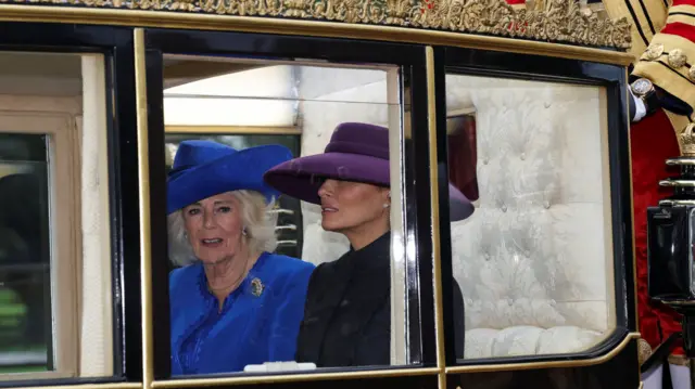 Queen Camilla travels with Melania