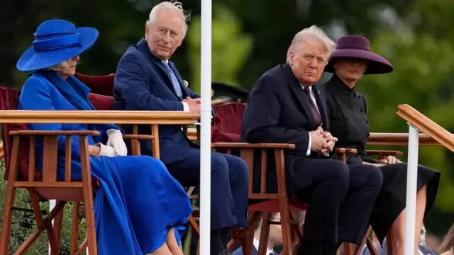 Trump Camilla Melania and King take seats