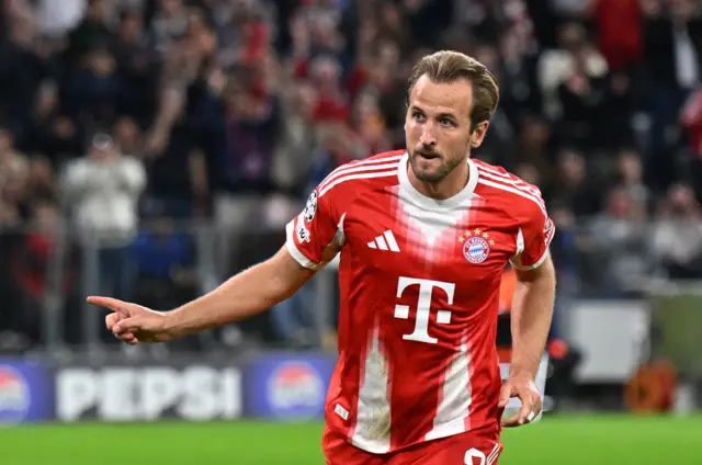 Bayern Munich's Harry Kane celebrates scoring their second goal