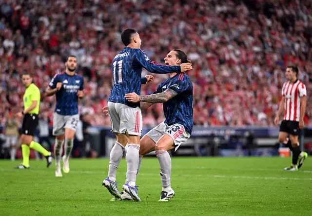 Gabriel Martinelli celebrates scoring