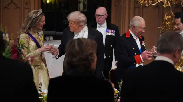 Trump shares a toast with the Princess of Wales and the King with Marco Rubio