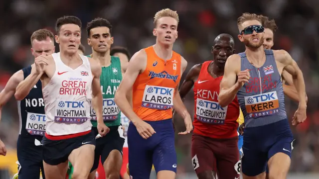 Men's 1500m semi-final participants, including Great Britain's Jake Wightman and Josh Kerr, compete in Tokyo