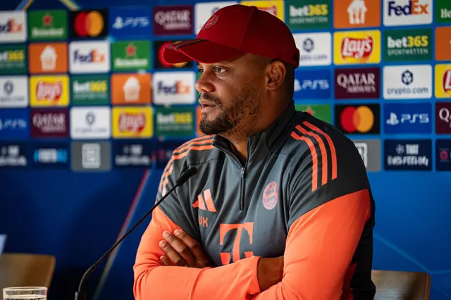 Head coach Vincent Kompany of FC Bayern München speaks during a press conference ahead of their UEFA Champions League 2025/26 League Phase MD1 match against Chelsea FC at Saebener Strasse training ground on September 16, 2025 in Munich, Germany.