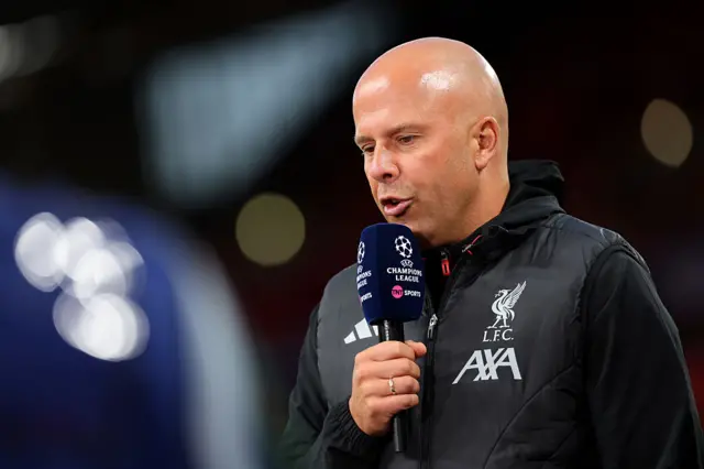 Arne Slot, Manager of Liverpool, speaks to the media prior to the UEFA Champions League 2025/26 League Phase MD1 match between Liverpool FC and Atletico de Madrid at Anfield on September 17, 2025 in Liverpool, England.