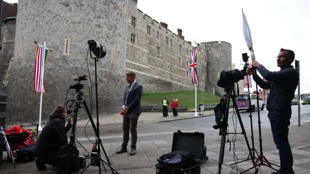TV crews set up outside Windsor Castle