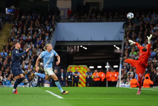 Erling Haaland of Manchester City scores his teams first goal
