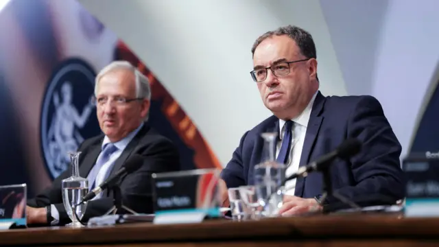 The Governor of the Bank of England, Andrew Bailey, attending a press conference