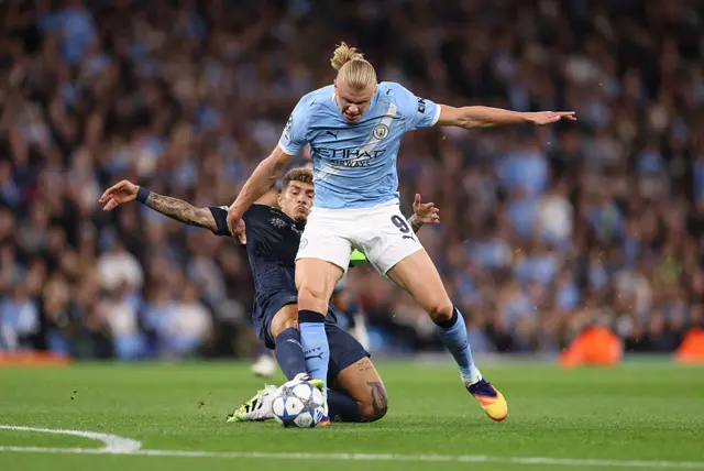 Haaland is fouled.