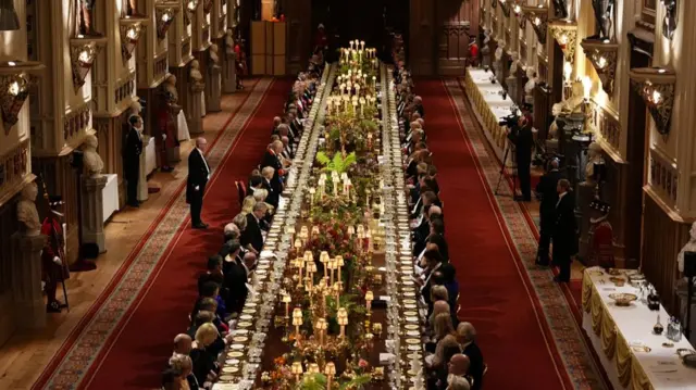 A view of guests during the state banquet at Windsor Castle