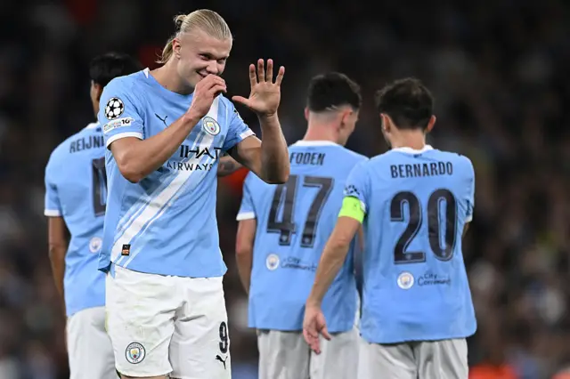 Erling Haaland of Manchester City celebrates his goal