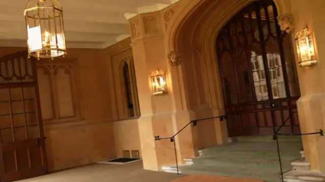 A doorway and stone steps
