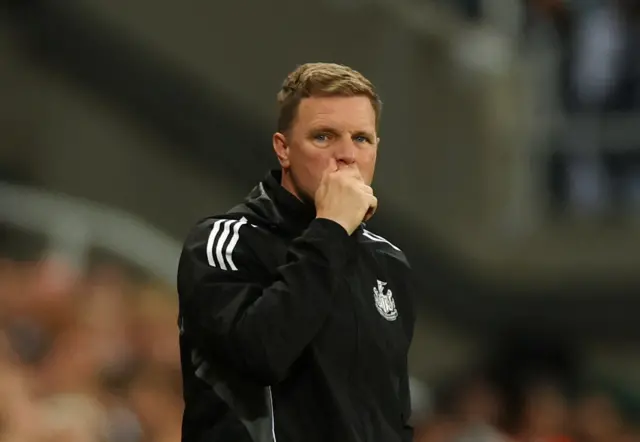Newcastle United manager Eddie Howe reacts