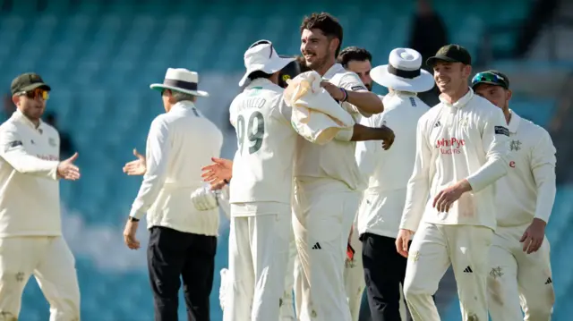 Haseeb Hameed hugs Josh Tongue