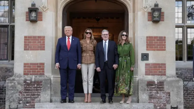 Left to right: Donald Trump, Melania Trump, Keir Starmer, Victoria Trump