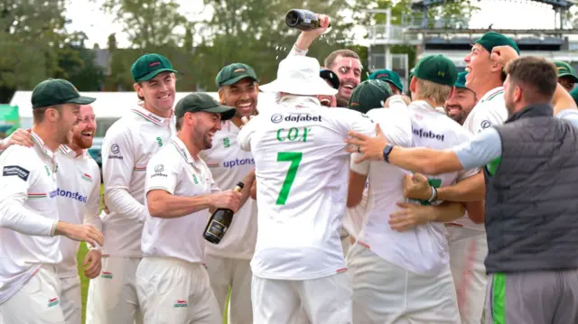 Leicestershire players celebrate