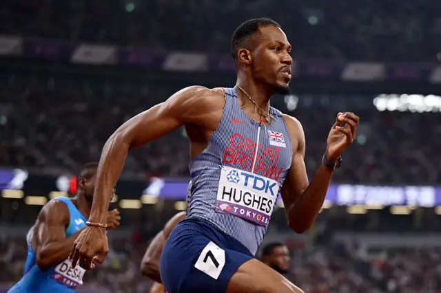 Zharnel Hughes of Team Great Britain competes