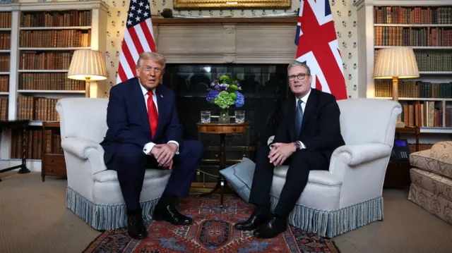 Prime Minister Sir Keir Starmer and US President Donald Trump during a bilateral meeting at Chequers