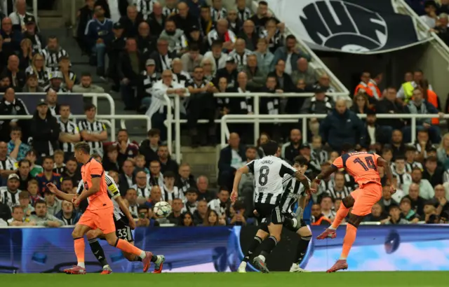 FC Barcelona's Marcus Rashford scores their second goal