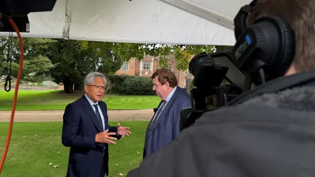 Jensen Huang speaking to Gary O'Donoghue at Chequers