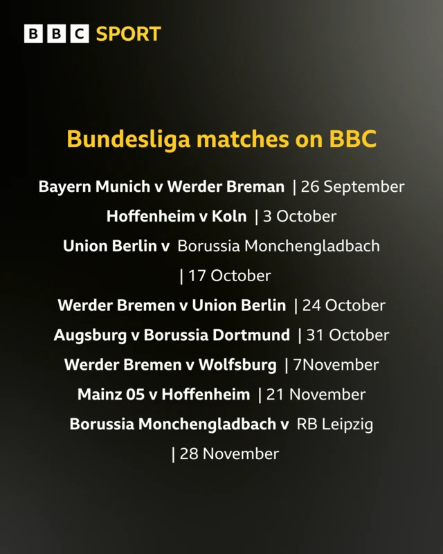 Matches coming up across the BBC
