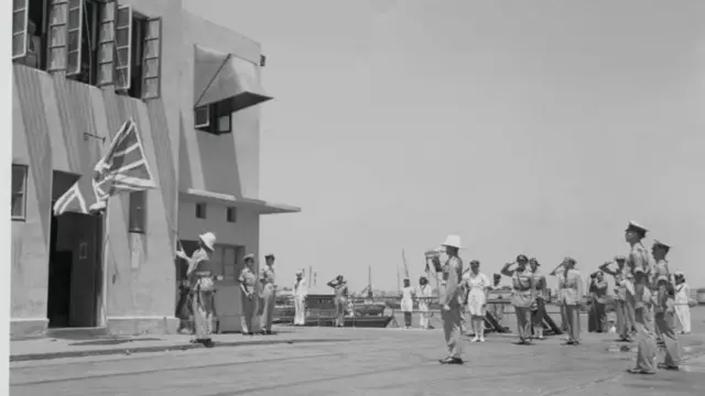 British troops lower the Union Flag to officially end British rule in Palestine in 1948