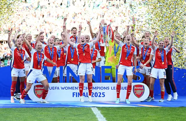 Arsenal lifting the Women's Champions League