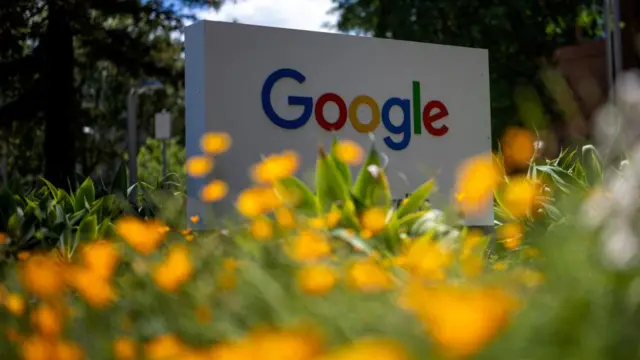 A Google logo is seen at a company research facility in Mountain View, California, U.S.