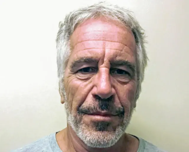 In this handout, the mug shot of Jeffrey Epstein, 2019
