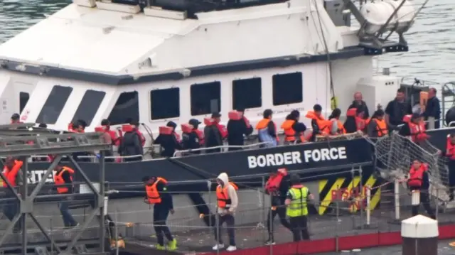 Border Force vessel brings ashore people thought to be migrants into Kent