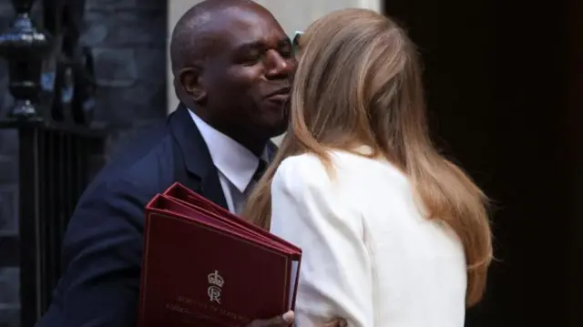 The deputy PM Angela Rayner and Foreign Secretary David Lammy greet each other