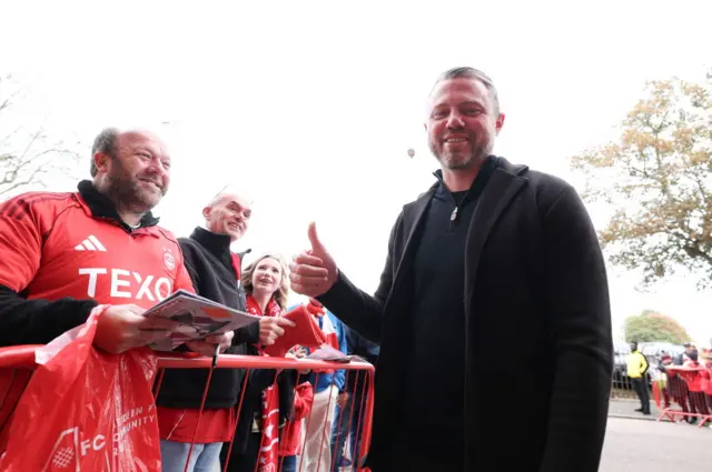 Aberdeen manager Jimmy Thelin arrives at Pittodrie