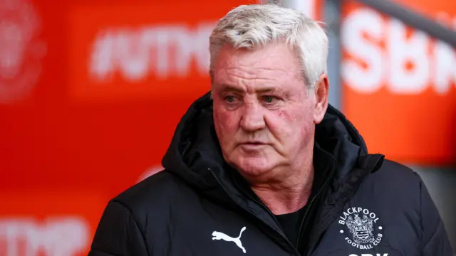 A stern looking Blackpool boss Steve Bruce