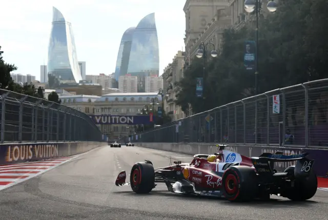 Rear view of Lewis Hamilton's Ferrari