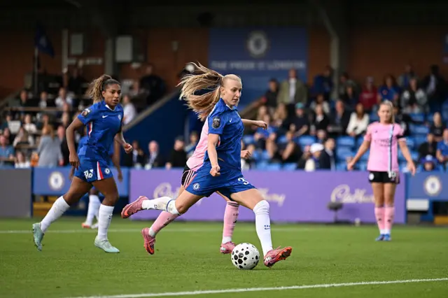 Aggie Beever Jones scores the first goal against Leicester City