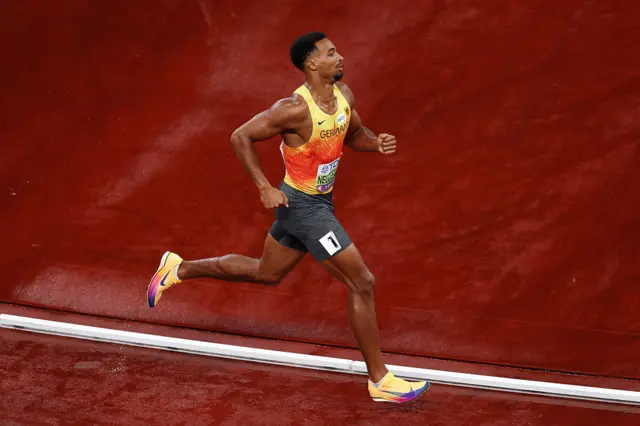 Leo Neugebauer of Team Germany competes during the 1500 Metres leg of the Decathlon.