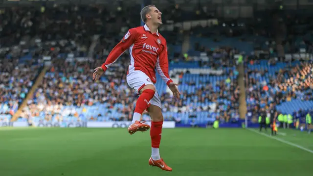 Anis Mehmeti celebrates scoring at Sheffield Wednesday
