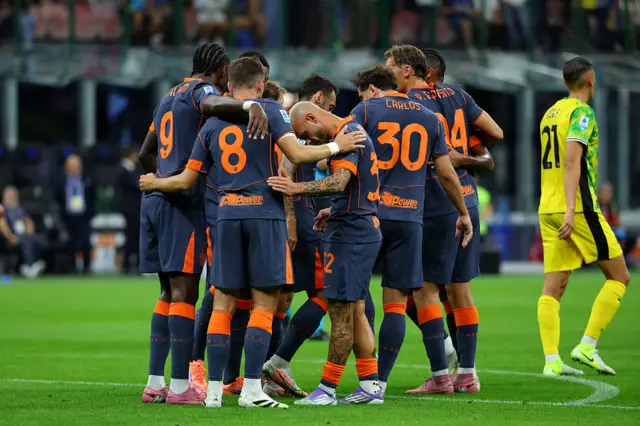 Inter player celebrate their goal